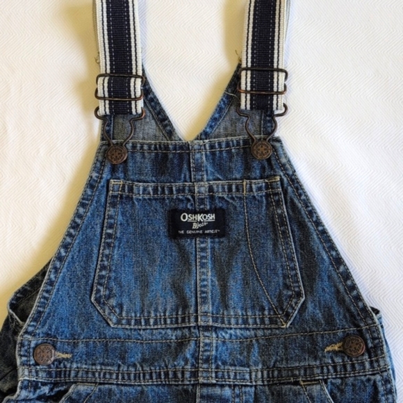oshkosh b'gosh vestbak cotton denim shorts overalls with elastic straps 18 month - Picture 2 of 9